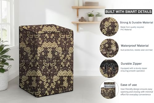 Image of Stylista Top Load Fully Automatic Washing Machine Cover Suitable for Lloyd 6.5 kg, 7 kg & 7.2 kg Floral Pattern Brown