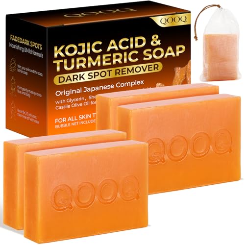 QOOQ Turmeric Kojic Acid Soap for Dark Spot Remover - Facial Cleansing Bar