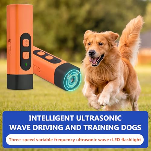 Antibell Ultraschall Gerät, Anti Bell Gerät Hunde, Wiederaufladbar, Ultraschall Hundegebell mit 3 Einstellbaren Frequenzen Stroboskop Taschenlampe, für Kleine Große Hunde Innen Außenbereich Hund