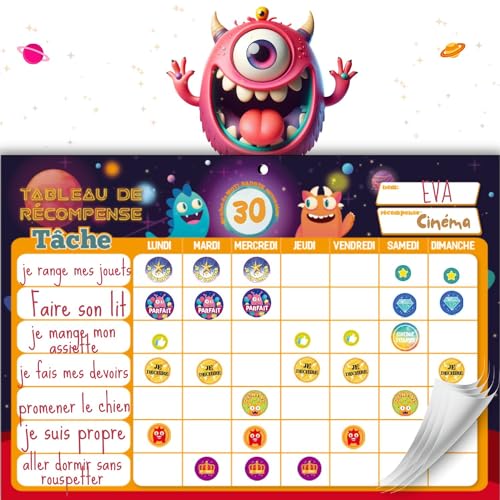 Tableau Enfant | Calendrier Gommettes Entants | Planning Frigo Magnetique