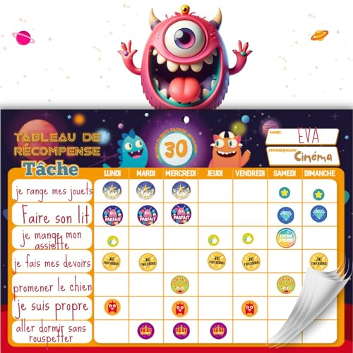 Tableau Enfant | Calendrier Gommettes Entants | Planning Frigo Magnetique | Tableau de Recompenses | Jouet Educatif Montessori 2 3 4 5 6 7 Ans | Cadeau Utile Garcon Fille | Jeu Semainier