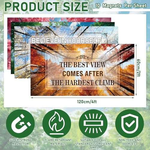 Image of VIHOSE 4 Pcs Fluorescent Light Covers for Ceiling Lights 4 x 2 ft Motivational Magnetic Light Covers Inspirational Classroom Filters for Classroom Office Home Kitchen (Season)