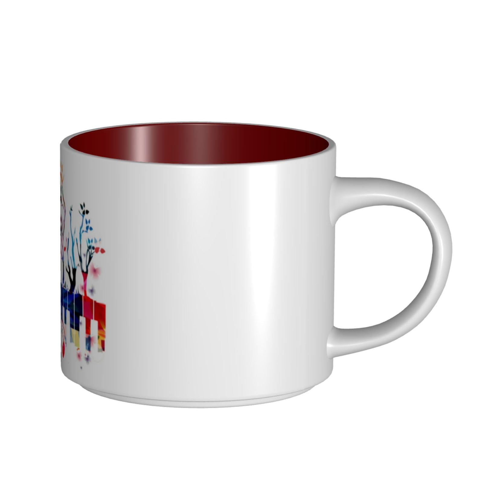 Bunte Klaviertastatur-Musiknoten-bedruckte große Keramik-Tassen Kaffeetasse