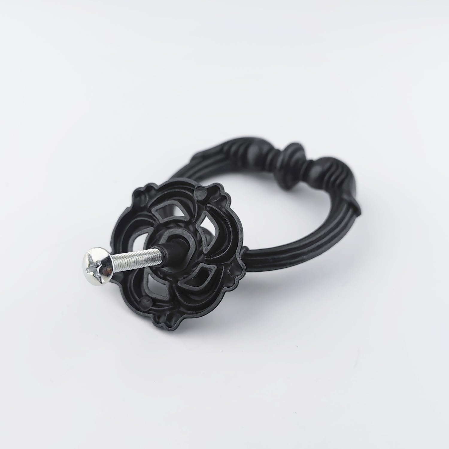 Paquete de 10 tiradores de cajón de aspecto vintage de 2.2 pulgadas de diámetro, manijas de anillo de una sola gota para gabinetes de bar, baño, aparador (10, 2 pulgadas, negro antiguo)