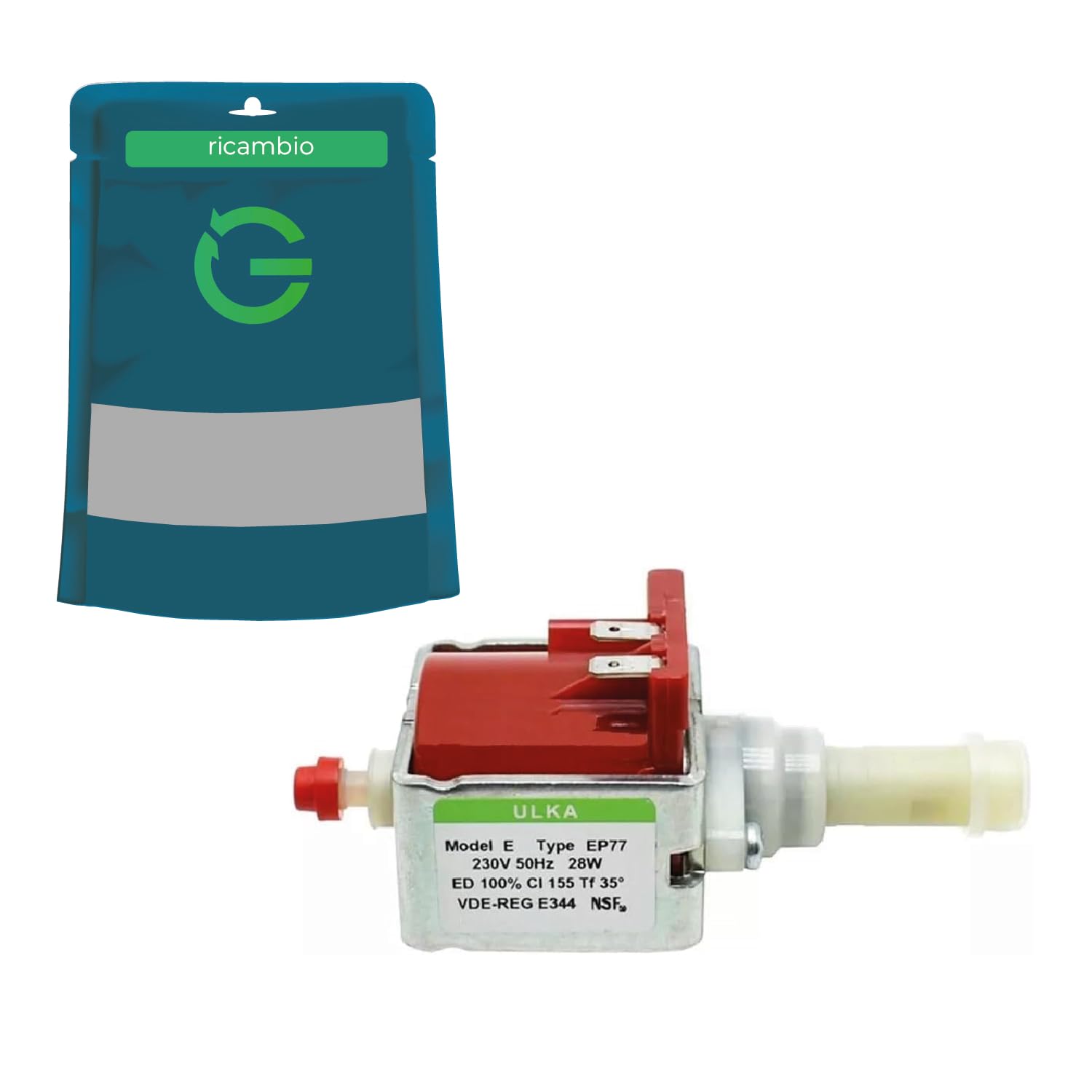 G GRIMALDI Pompa ULKA EP77 Compatibile Macchine Caffè Saeco Gaggia, Elettropompa 28W 230V 50Hz, Pressione 4 bar, Portata 900 cc