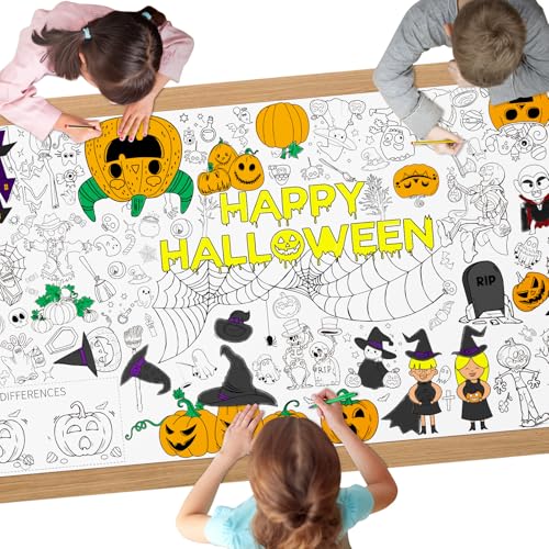 AYESY Halloween Mal Tischdecke für Kinder 183 x 90 cm Riesige DIY Papier Ausmal Tischdecke Bastelposter Spiele Geschenke Aktivitäten Banner Kunst Klassenraum Dekoration