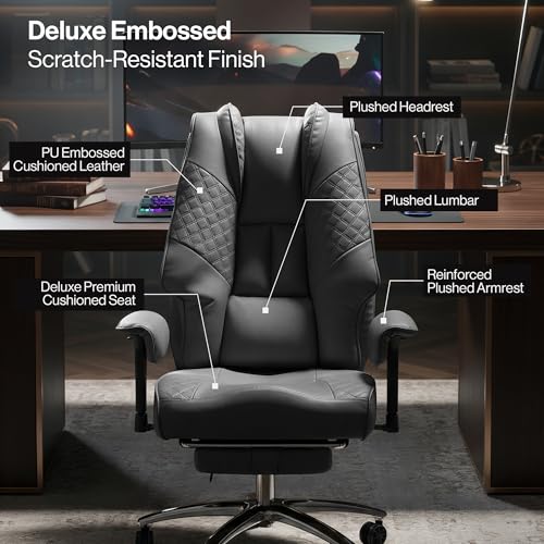 Image of Drogo Monarch Pro Ergonomic Office Chair for Work from Home 400LBS | Computer Chair for Study with High Back, Cushion Seat, Armrest, Head & Lumbar Support | Gaming Chair with Footrest & Recline (Grey)