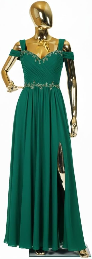 Female Full Body Dress Form Mannequin with Head & Bendable Arms – 68" Tall Gold Mannequin – Plastic Torso with Detachable Parts & Metal Base Stand for Clothing Display