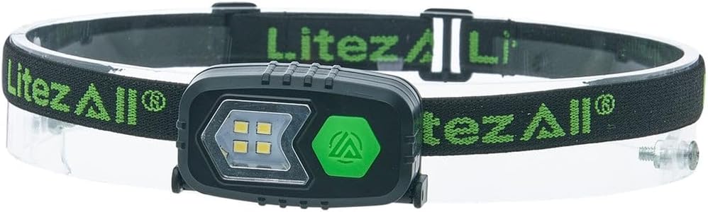 LitezAll Ultralite LED Headlamp | 60 Lumen Hands-Free Lighting | Lightweight Craft & Hobby Light | 12+ Hour Runtime | CR2032 Batteries Included
