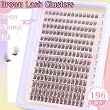 Brown Cluster Lashes Wispy Individual Eyelashes Clusters 196pcs D Curl Individual Lashes Extensions 8-16MM Fluffy Cluster Lash by Ruairie - Image 4