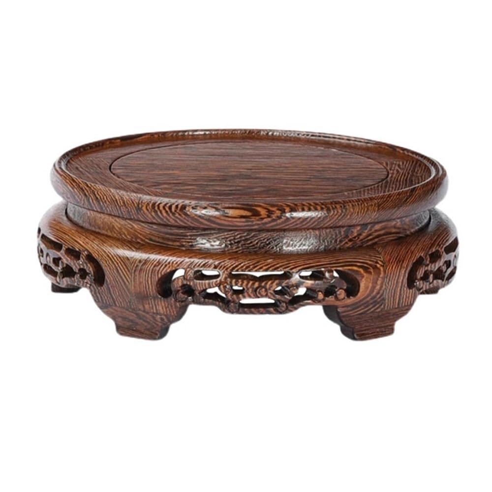 V2t9R4m7 Bonsai pot stand Circular Wooden Bonsai Pedestal, Sculpture Vase Stand for Home Office Decoration Bonsai display stand(Large)