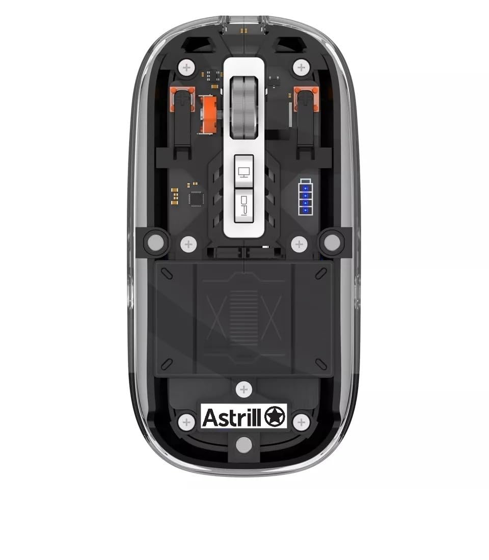 Astrill Wireless Bluetooth5.1&2.4G Mini Lightweight Mouse,Transparent Clear Cool,Rechargeable Silent Computer, USB C Receiver,LED Battery Magic Silm for Office/PC/Mac/Laptop (Black)-image-1
