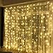 Produktbild 300 LED Lichterkette Warmweiß Innen 3x3Meter Lichtervorhang IP44 Weihnachten Fenster Außen 31V Verbindlich, Erinnerung 8 Lichtmodi Partylichterkette für Weihnachtsbeleuchtung