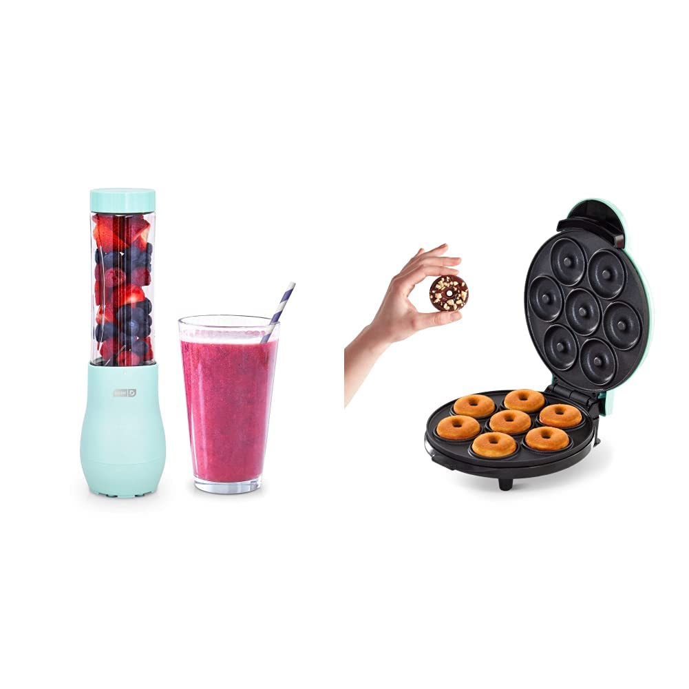 Dash Mighty Mini Blender, Personal Countertop Blender - Aqua & Mini Donut Maker Machine for Kid-Friendly Breakfast, Snack...