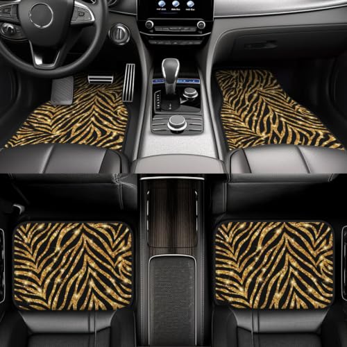 Alfombrillas de coche de neopreno antideslizantes juego de 4 piezas con estampado animal cebra 6