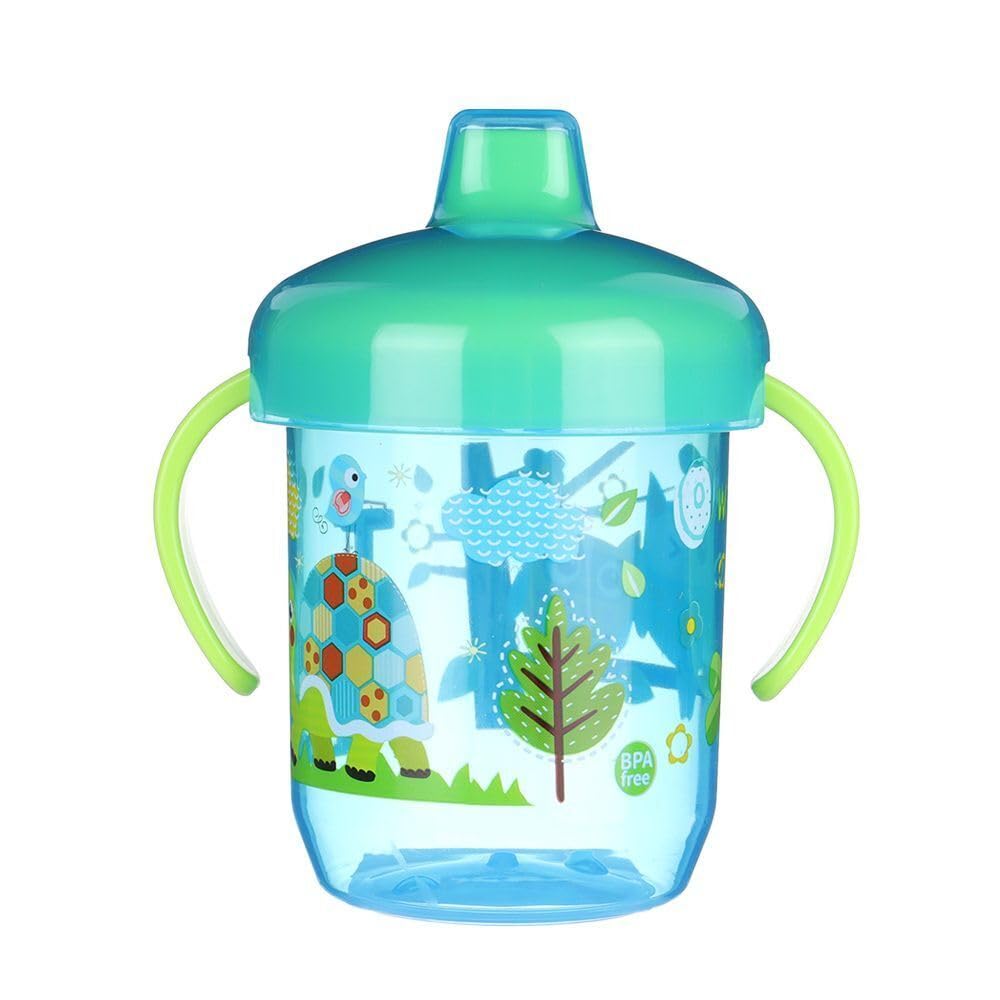 Moppets Orthodontic Baby Leak Proof, Drip Proof Hard Spout Sipper Cup with Lid (10 Ounce, BLUE)-image-31