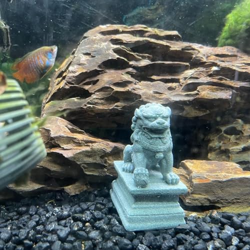 Image of livelyfish Asian Fu Foo Dogs Statues A Pair of Two Guardian Lion Sandstone Figurine Pets Fish Tank Aquarium Landscape Ornaments Garden Feng Shui Decorations, M