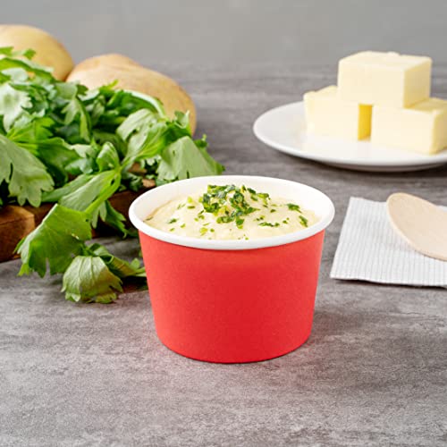 Image of Coppetta 4 Ounce Dessert Cups, 200 Disposable Ice Cream Cups - Lids Sold Separately, Heavy-Duty, Red Paper Frozen Yogurt Bowls, For Hot And Cold Foods, Perfect For Gelato Or Mousse - Restaurantware