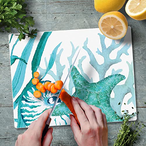 Tabla de Cortar de Vidrio Templado CounterArt Coral Life de 3 mm, 10" x 8", para Quesos, Charcutería y Bar miniatura 6