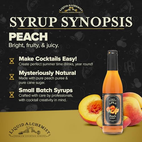 Image of Liquid Alchemist Peach Syrup for Drinks - Real Ingredients Make our Peach Puree for Cocktails a Perfect Bellini Mix - Our Flavored Syrup is Non-GMO & Vegan (12.7 oz)