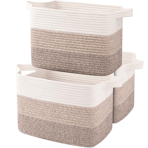 OIAHOMY Cotton Rope Storage Baskets for Organizing Gradient Yellow 3-Pack