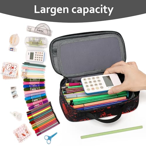 Image of XQXA Large Capacity Pencil Case Multi-Slot Pencil Pouch Durable Pencil Box Portable Makeup Bag with Handle for Office
