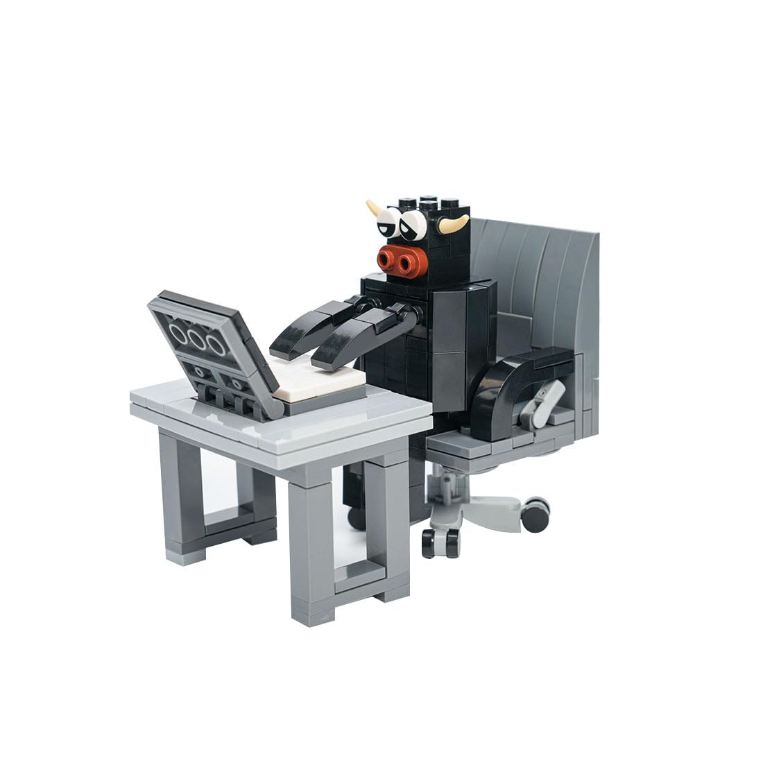 ControlCraze Office Working Cow Building Blocks Set with Computer Desk and Chair, Collectible Display Model Gifts for Workaholic (170+ PCS)