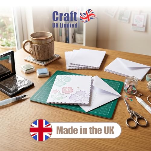 Image of Craft UK 50 White Scalloped Cards & Envelopes 5 x 7, 91 x 152 x 0.64 cm