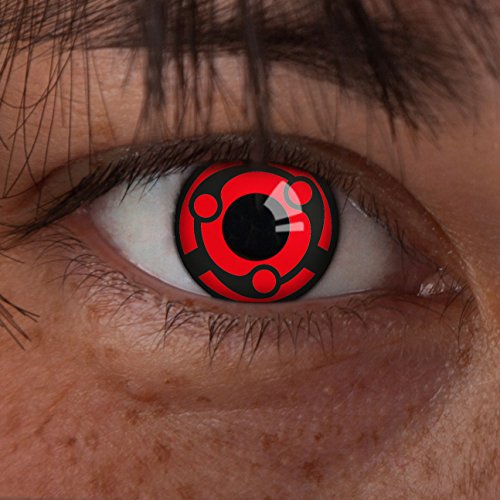 aricona Kontaktlinsen - Sharingan Kontaktlinsen Uchiha Madara - Farbige Kontaktlinsen ohne Stärke für Cosplay, Karneval, Fasching, Motto-Partys und Halloween Kostüme, 2 Stück