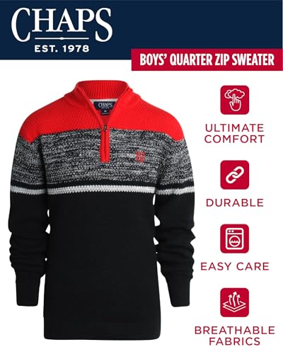 Chaps Boys Pullover Sweater - Classic Fit Mid-Weight Quarter Zip Pullover- Mock Neck Sweater for Boys (S-XL)2