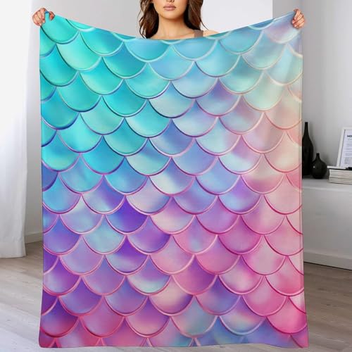 LLLBBB Poisson Scales Canape Couverture Polaire Flannel Tapis Douillet Couvertures De À Chaud À Jet Polaire Facile À Manipuler 130×180cm