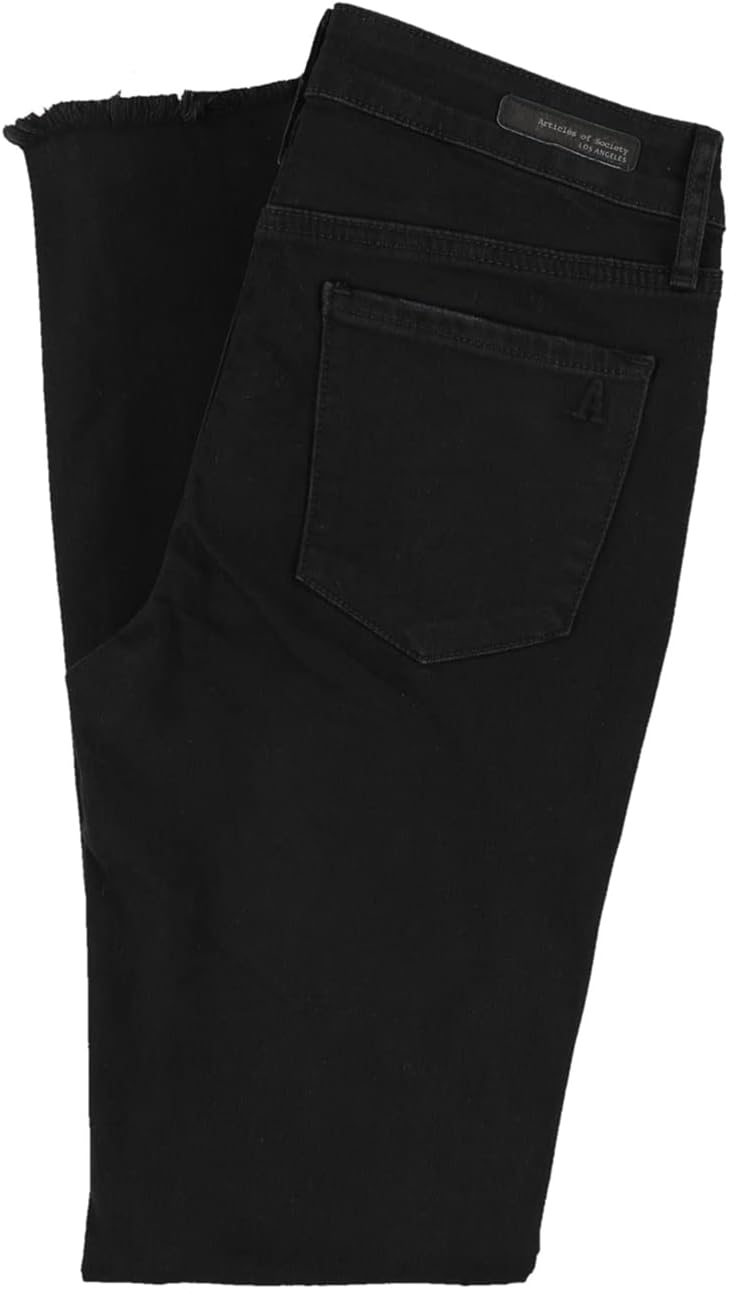 Articles of Society Womens Stephanie Step Hem Skinny Fit Jeans, Black, 25 - Image 2