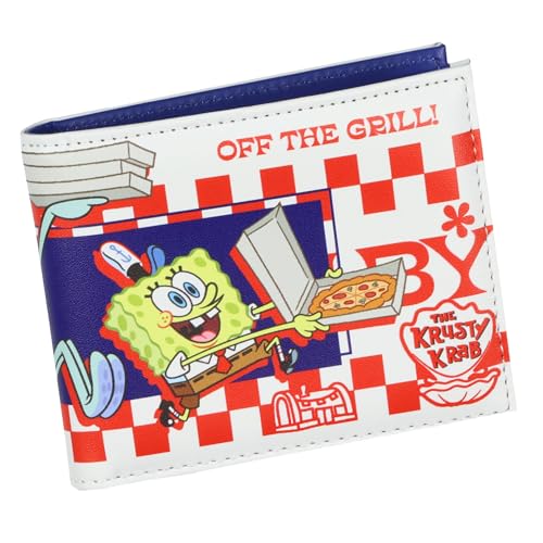 SpongeBob Squarepants The Krusty Krab Fresh Off The Grill Bi-Fold Wallet with ID Window Card Slots and Bill Sleeve