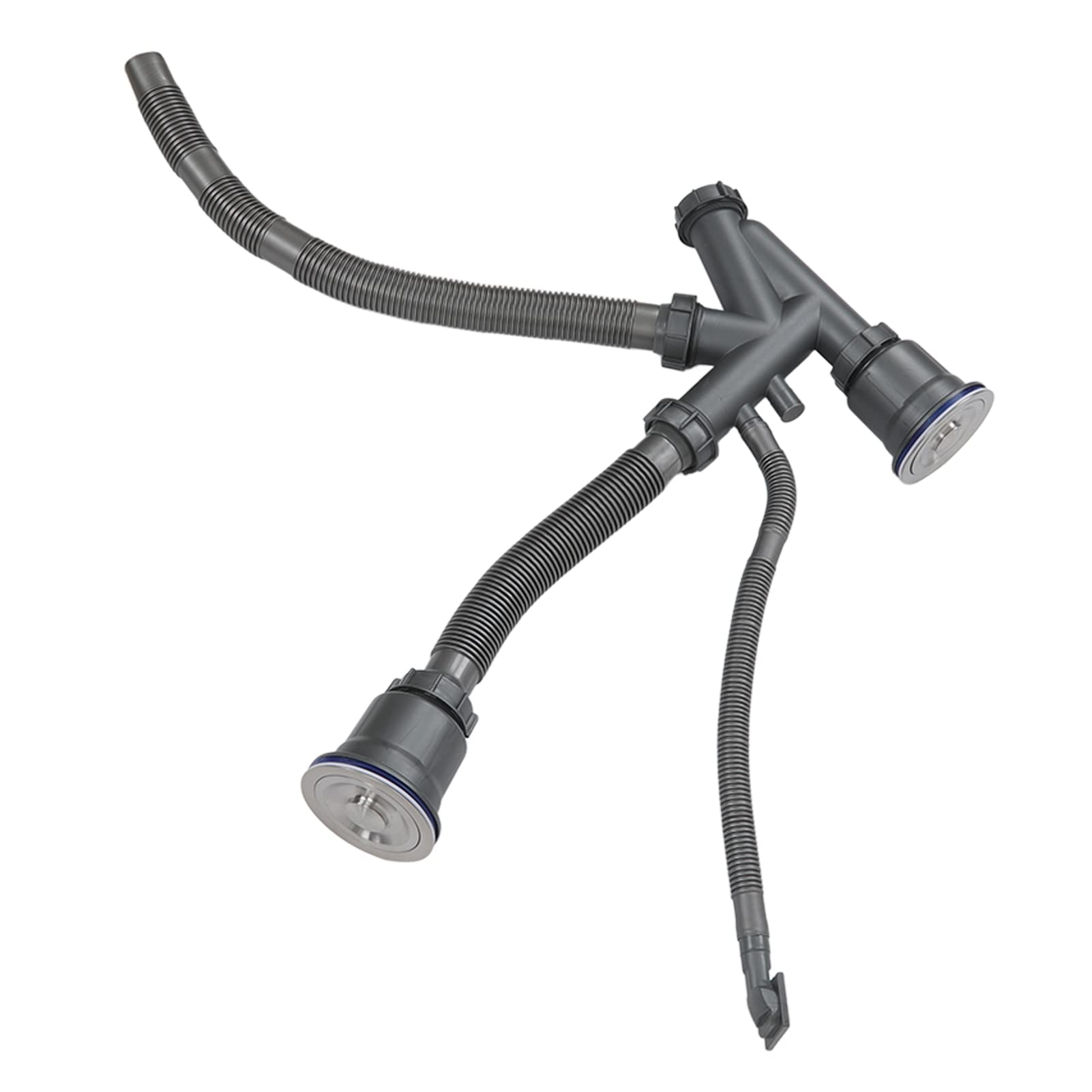 Desagües Dobles para Fregadero de Cocina, Desagüe de 110 Mm/4, 3 Pulgadas, Desagüe de Doble Lavabo de 50 Mm/2 Pulgadas, Flexible y Extensible, Drenaje Rápido, No Es Fácil de Obstruir para Desagüe