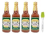 Pepper Plant Chunky Garlic Hot Pepper Sauce 10 oz (Pack of 4) Bundle with Silicone Basting Brush in...