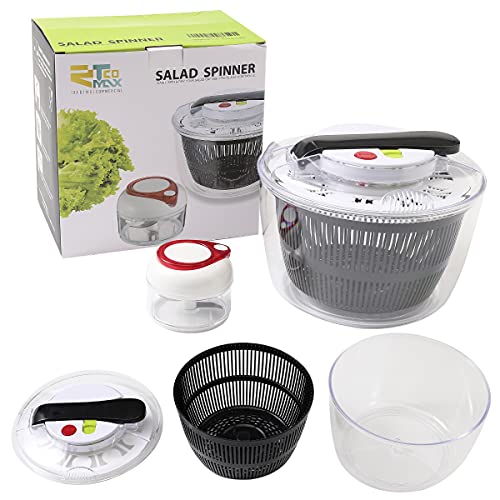 Salatschleuder, 5 l großer manueller Salat-Spinner & Obst Gemüse Waschtrockner mit sicherem Deckelverschluss & Drehgriff, schmackhaftere Salate und schnellere Lebensmittelzubereitung