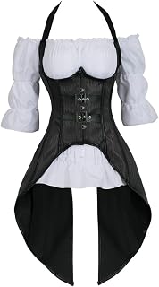 Corset Carnival Costumes Steampunk for Women Underbust Bustiers with Pirate Blouse Set