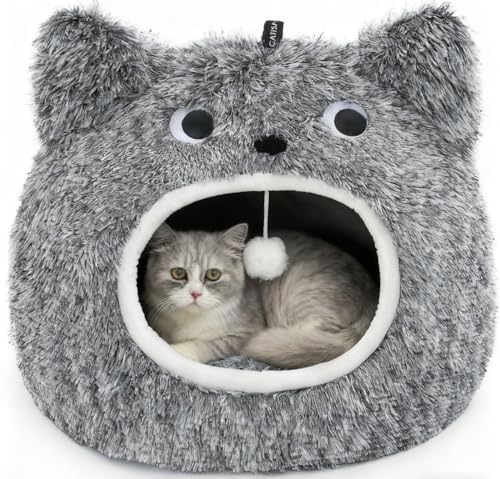 CATISM Cat Cave Bed - Washable Sleeping Place for Cats Plush Pet Cat Pillow House Cushion Fluffy Kitten Puppy Cuddly Bed Pet Bed