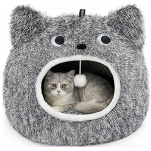 CATISM Cat Cave Bed – Washable Sleeping Place for Cats Plush Pet Cat Pillow House Cushion Fluffy Kitten Puppy Cuddly Bed Pet Bed