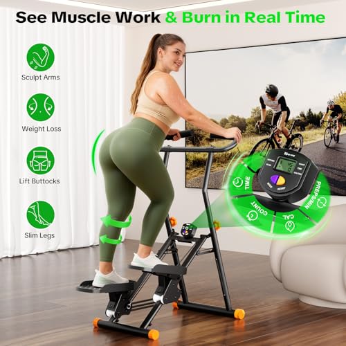 Image of Stair Stepper for Home Gym, 350 lbs Capacity Cardio Machine with Adjustable Height, Non-Slip Pedals, LCD Display, Foldable Design for Full Body Workout for Women Men