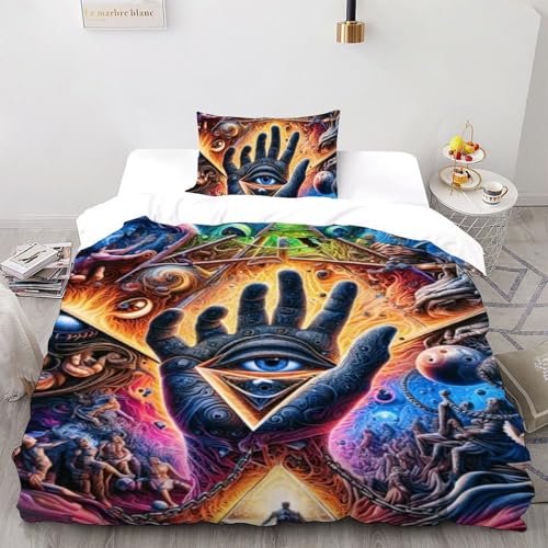 Housse de couette single 135x200cm microfibre imprimé 3D avec fermeture éclair