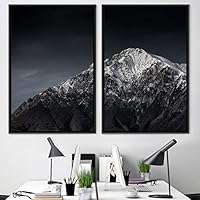 2 Piece Framed Canvas Wall Art Black and White Mountains Canvas Prints Home Artwork Decoration for Living Room,Bedroom - 16