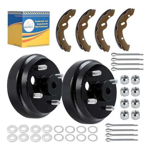 Mixopoly Golf Cart Brake Kit, Brake Drums Hub Assembly and Brake Shoes Kit for EZGO TXT Electric Models 1996-2008, Replaces OEM 19186G1 27943G01 27945G01 70794G01 70795G01