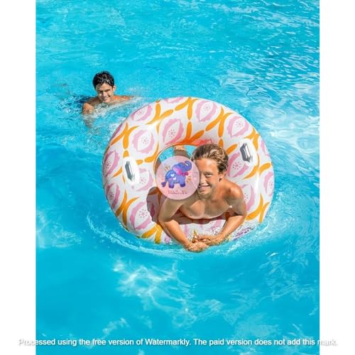 Image of Timeless Print 45IN Inflatable Swimming Rings| Round Floater with Handle for Safety |Swim Tube for Kids 9+ & Adult| Pool Floating Lounge for Pool Party, Lake, Beach | Swimmer Training Aid