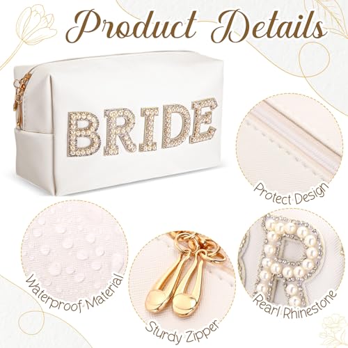 5 Pcs Bridal Gift Set Bride Makeup Bag I Do Bride Slippers Claw Hair Clip and Hairpins Accessories Wedding Engagement Gift Shower for Bridal Engagement Bachelorette Party3