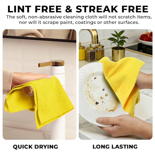 Image of Story@Home Microfiber Cleaning Cloth Roll, Pack of 2, 20 Pcs Each, 4000 Times Washable - 10X Cheaper Than Paper Kitchen Towel Roll - Lint Free Microfiber Cleaning Cloth - Tearable - Grey & Yellow