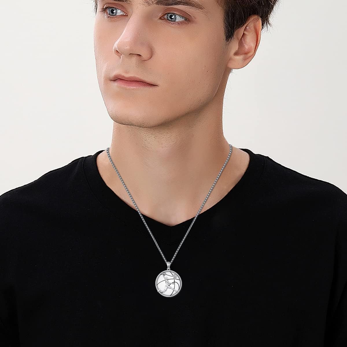 Taekwondo/Fußball/Basketball/Hockey Halskette für Herren 925 Sterling Silber Never Give Up Sport Anhänger Kette Sport Schmuck Geschenk für Männer Sportliebhaber