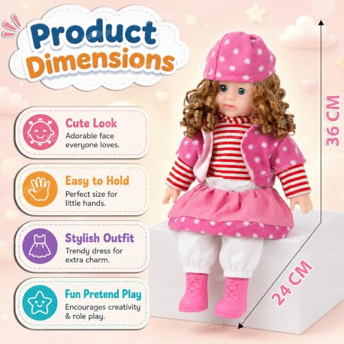 Image of Zest 4 Toyz Musical Doll Singing Rhyming Soft Stuffed Push Touch Sensors Doll Toy for Baby Girl - Pink