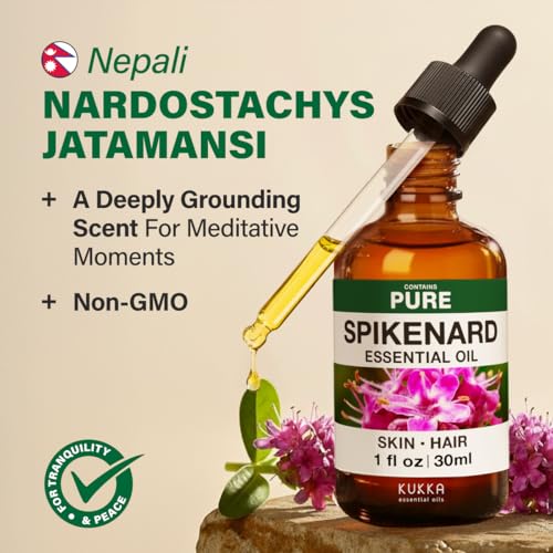 Image of 100% Pure Spikenard Oil - 1 Fl Oz Spikenard Essential Oil for Hair, Skin, Diffuser, Aromatherapy & DIY Soap Making Scent