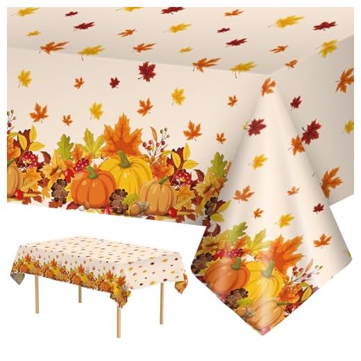 2 Pcs Thanksgiving Tablecloth Plastic - Disposable Fall Table Cloths, Autumn Rectangle Pumpkin Maple Leaf Table Cover for Happy Thanksgiving Day Tables Decorations Party Supplies Favors, 54x108 Inch